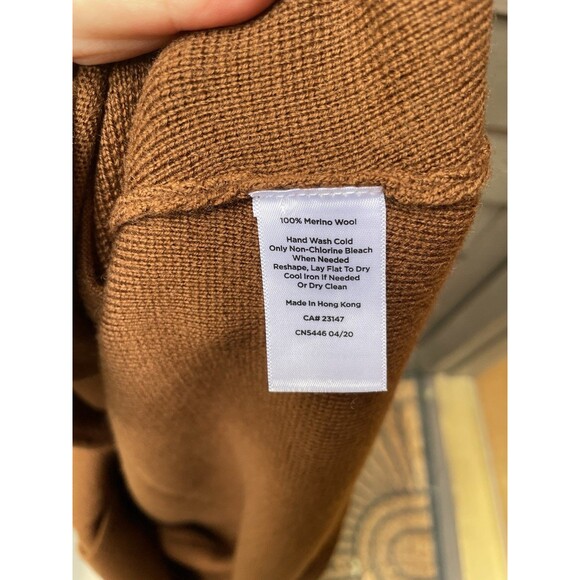 Talbots 100% Merino Wool Brown Knit Sweater Jacket Blazer Sz Small Petite Preppy - Picture 16 of 16